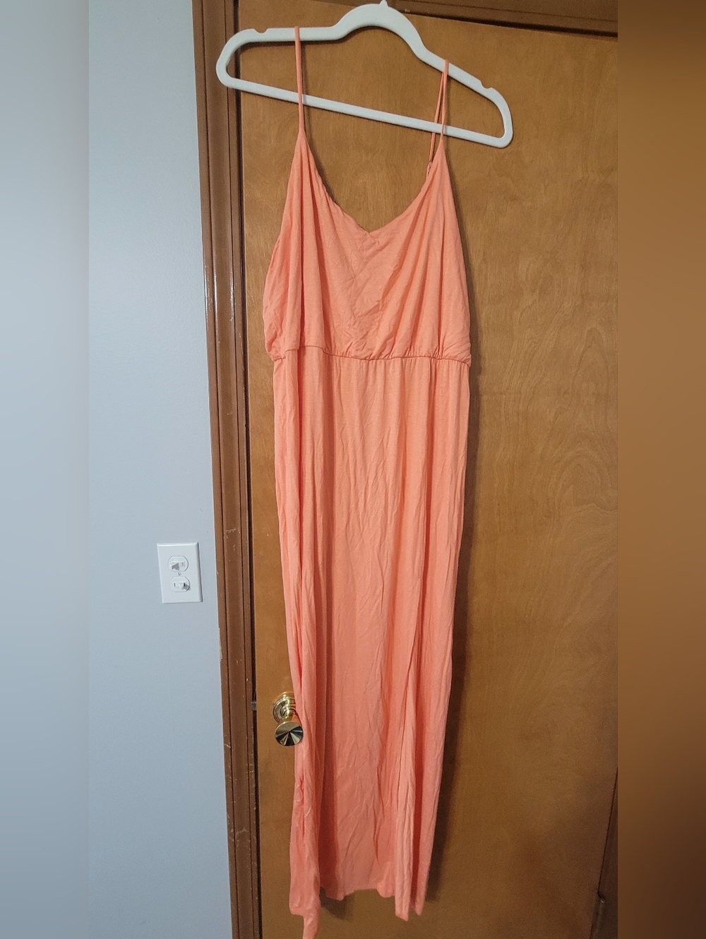 Lulu's Peach Spaghetti-Strap Maxi Dress